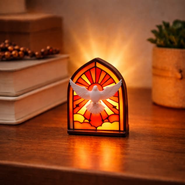 MINI LUMINARIA VITRAL ESPIRITO SANTO