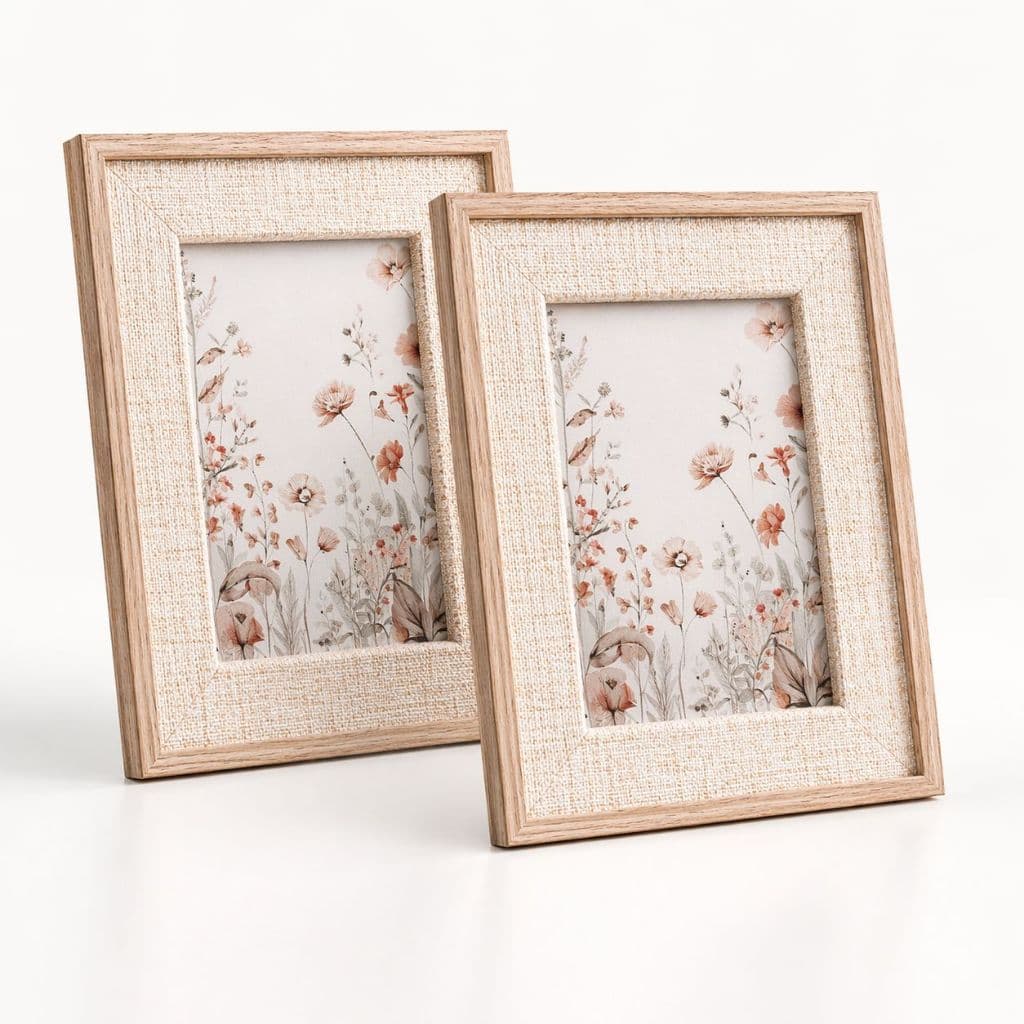 KIT 02 UND PORTA RETRATOS 10X15 MDF MOLDURA TEXTURA LINHO VISOR VIDRO
