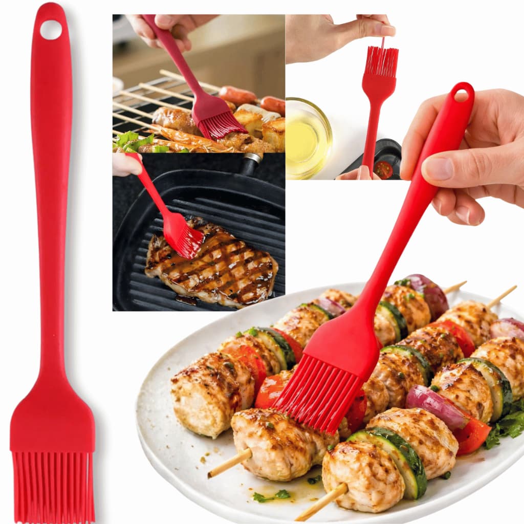 Pincel Culinário Silicone 21cm Resistente Calor -40°C 230°C Untar Óleo Azeite Molho Cozinha