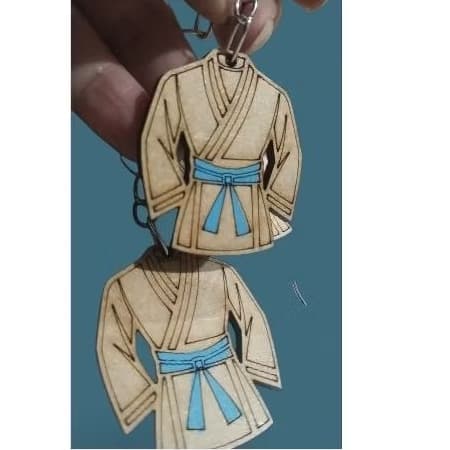 KIT 30 CHAVEIRO MODELO KIMONO JIU-JITSU EM MDF CRU FAIXA PINTADA, OPCIONAL