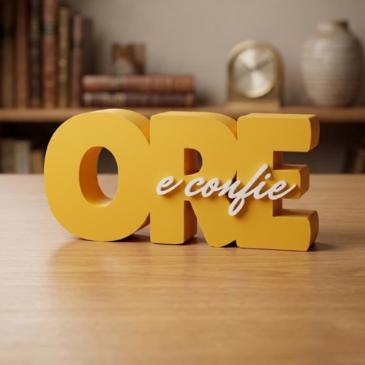 Escultura de Mesa Decorativa Cristã - 12cm Frase Motivacional Ore e Confie