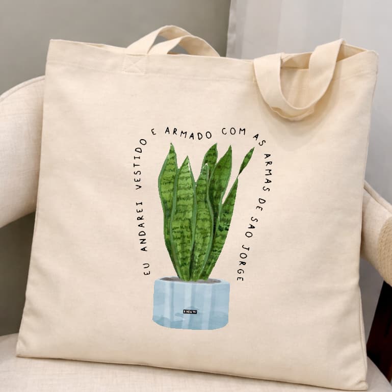 Bolsa Ecobag Algodão Cru Espada São Jorge Santo Sacola Praia Feira Vintage Lançamento