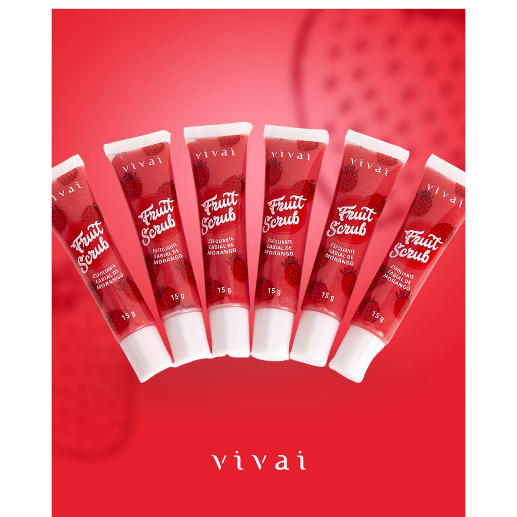 Esfoliante Labial Morango e Mel Vivai Fruit,Gloss Esfoliante Labial