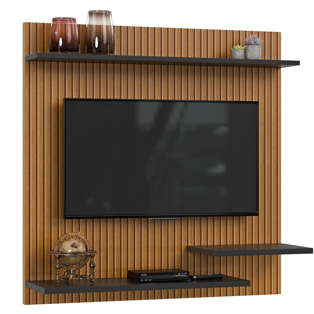 Painel Suspenso Para TV até  32 Polegadas Madrid  - Com Nichos Lateral Decorativos e Prateleiras