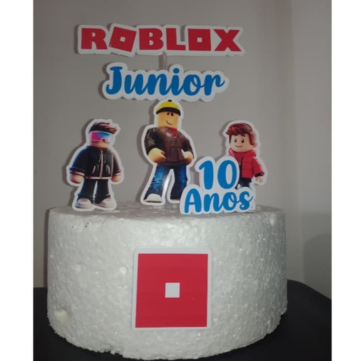 Topo de bolo Roblox menino - Topo de bolo personalizado com nome - Topo tema Roblox - Festa  Roblox- Topper de bolo