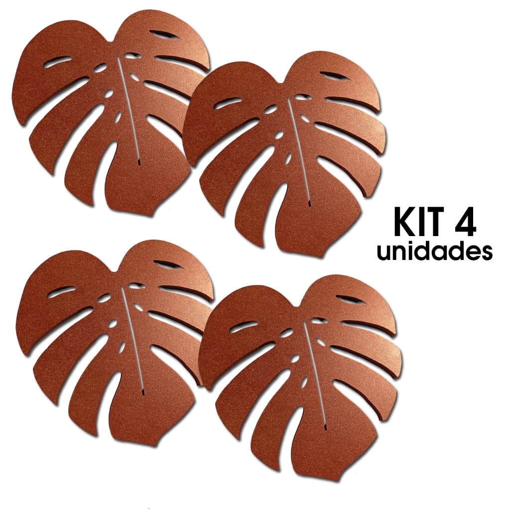 Kit 4 Descanso Apoio Suporte De Panela Quente Proteção Prato Costela de Adão Flor Folha