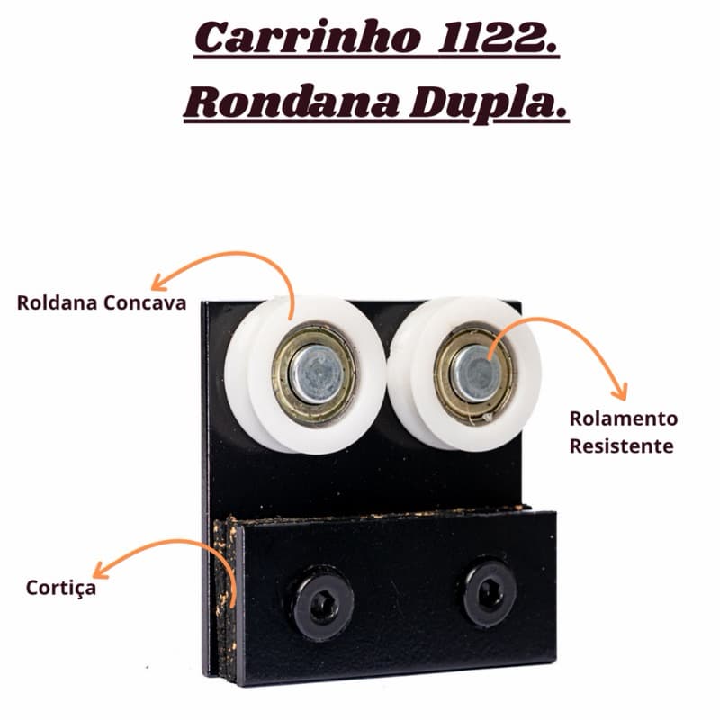 Roldana Carrinho Dupla 1122  Porta Janela De Vidro temperado 08 a 10mm