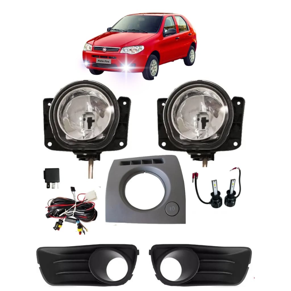 JOGO FAROL DE MILHA NEVOEIRO PALIO FIRE WAY 2013 2015 COM LAMP/ DE LED + BOTAO ORIGINALKIT MILHA PALIO FIRE WAY 2013 201