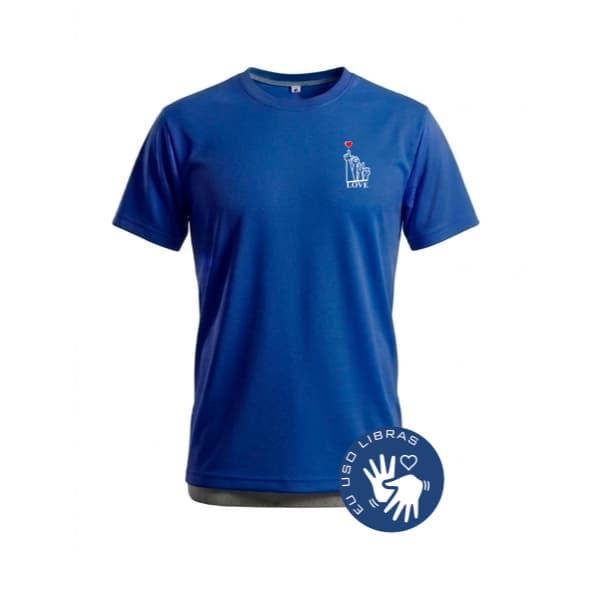 LOVE Camiseta Azul Malha Fria (PV) Uso diário Camiseta Manga Curta Camiseta com estampa personalizada em LIBRAS