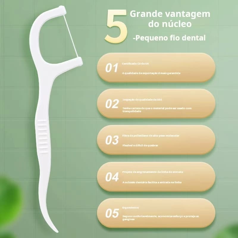 Fio Dental floss pick higiene bucal com haste rígida para limpeza de aparelho pacote com 50 unidades