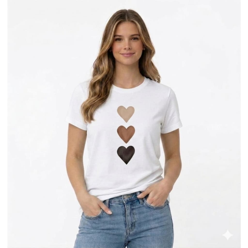 Camiseta Coração Feminina Básica Algodão