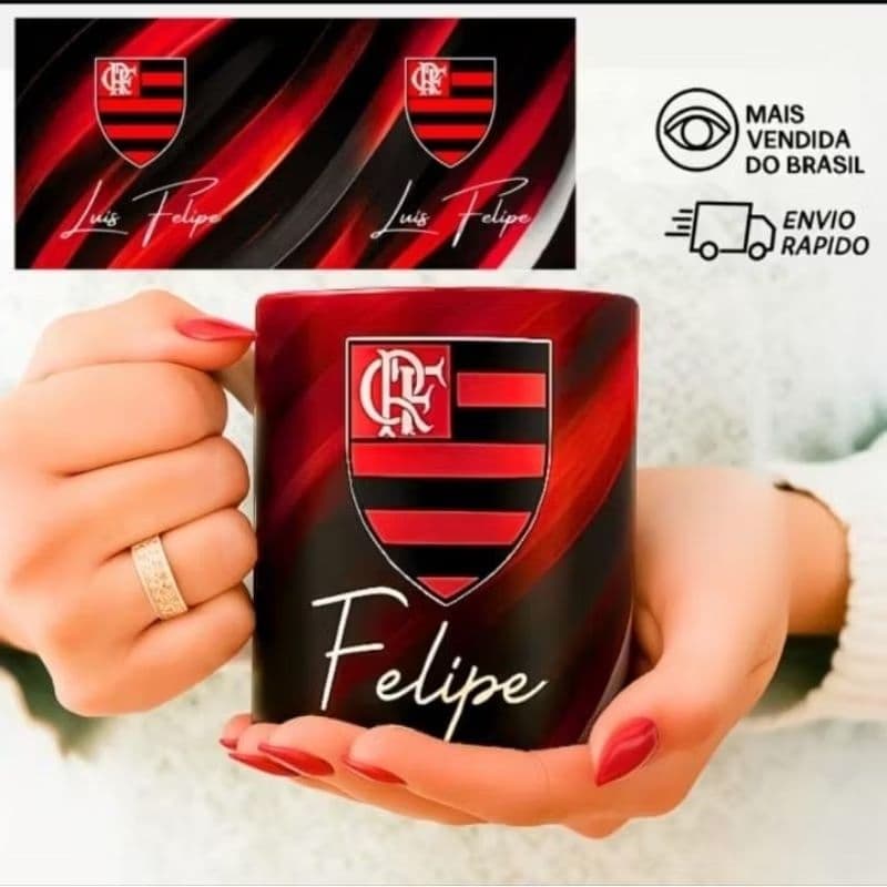 Caneca de Time _com Nome – Presente _Personalizado _ para _Torcedores_Dias_Pais_Envio_Rapido