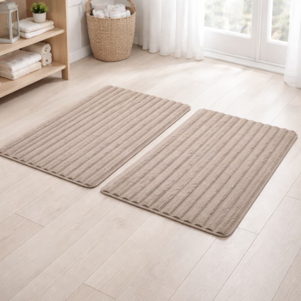 Kit 2 Tapetes Par Ondulado Antiderrapante Banheiro Lavabo Quarto Multifuncional 60 x 40 cm