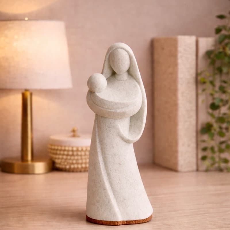 Escultura Mãe e Filho – Amor, Proteção e Aconchego para o Lar - Nossa Senhora com Menino Jesus, Premium!