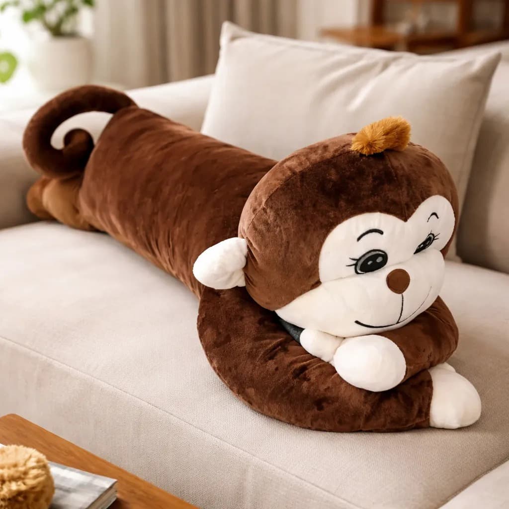 Travesseiro Xuxão Macaco 1,10 m De Corpo Macio Grande Safari Personagens Sono Cama