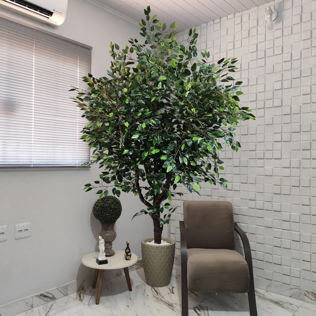 Árvore Artificial Ficus Verde Amarelo Outono 3 Metros Arranjo Gigante Sem Vaso
