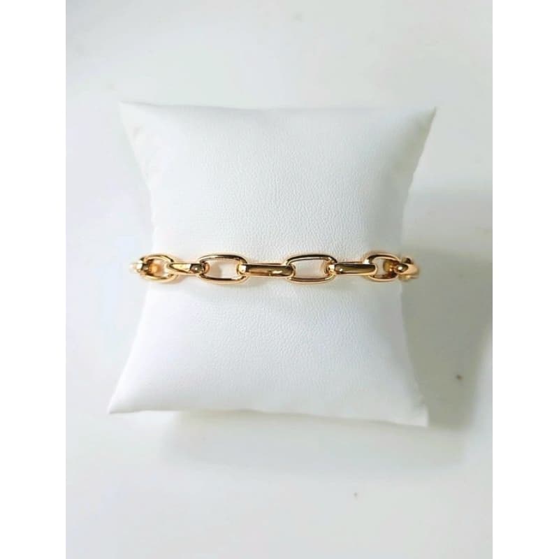 Pulseira Elos Aço com Banho Duplo Verniz.