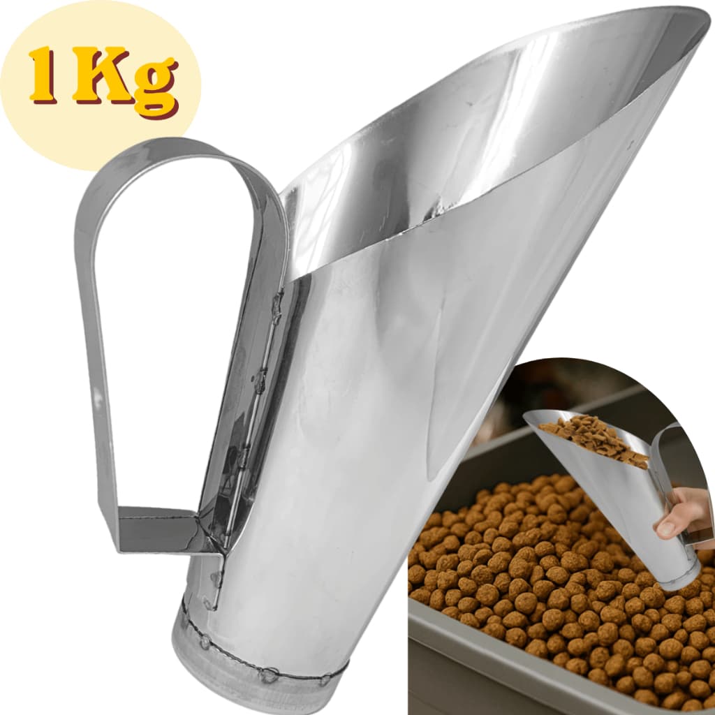 Concha Para Cereais Inox 1000 Gr Medidor Inteiro Aço Inox Pegador Ração Alimentos Naturais Fast Food