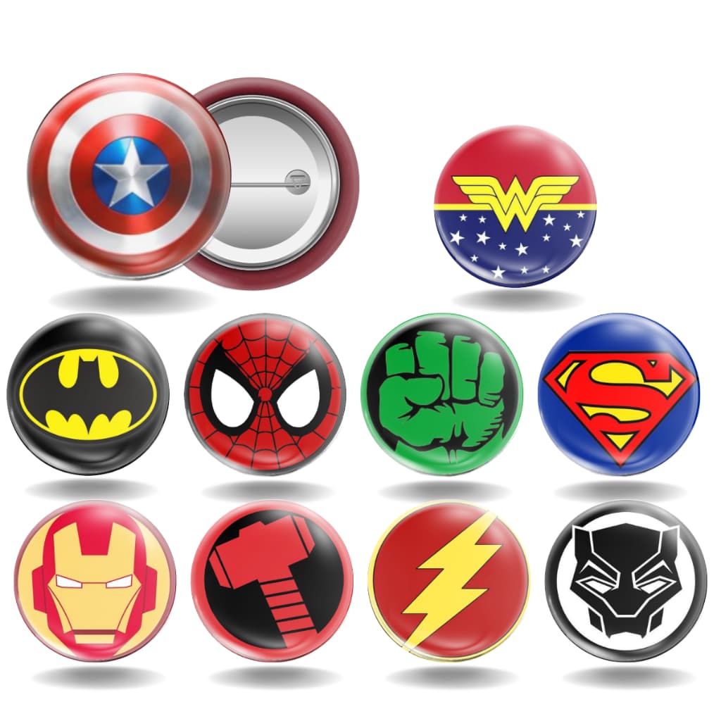 kit com 10 Bottons Heróis da Marvel Vingadores - broche alfinete boton bottom button pin