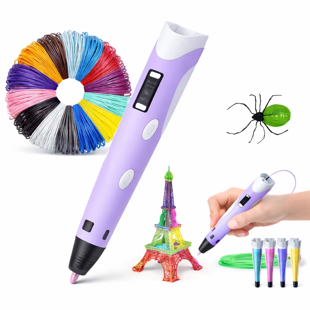 CANETA 3D PROFISSIONAL COM REFIL - ROXO - PARA DESENHO CRIATIVO