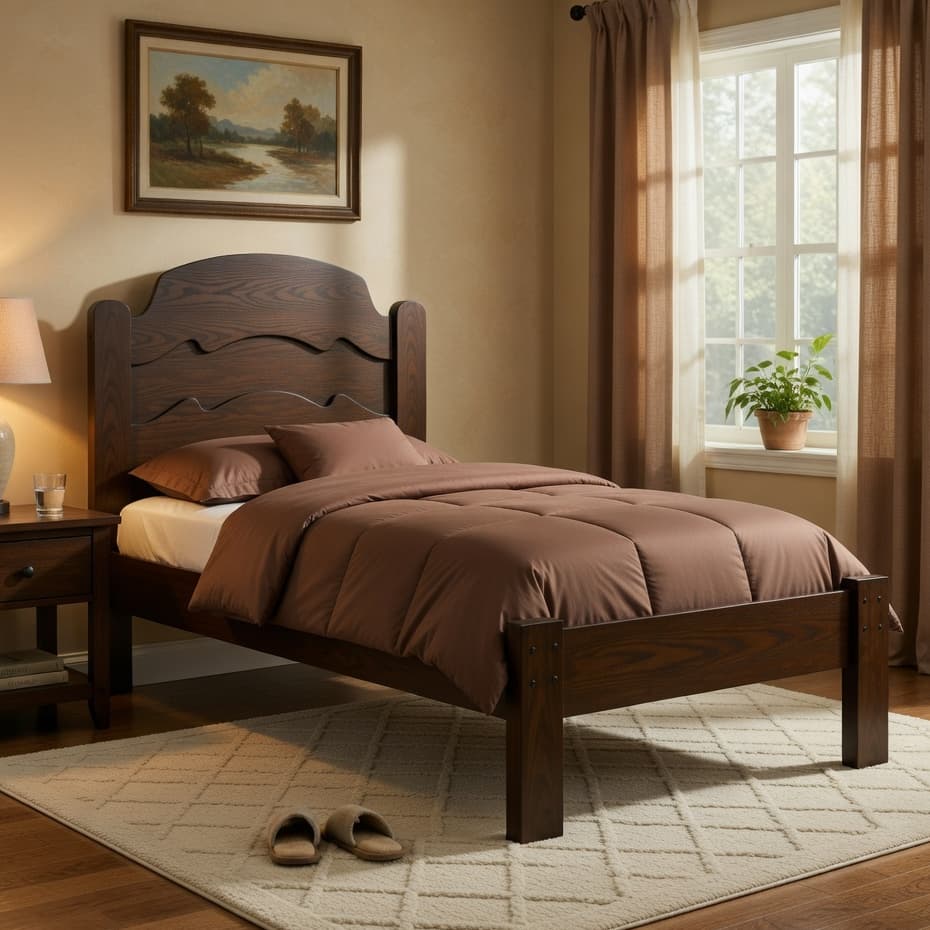 Cama De Solteiro Com Colchão 188x88 Quarto Iris Resistente Castanho Iris solteiro