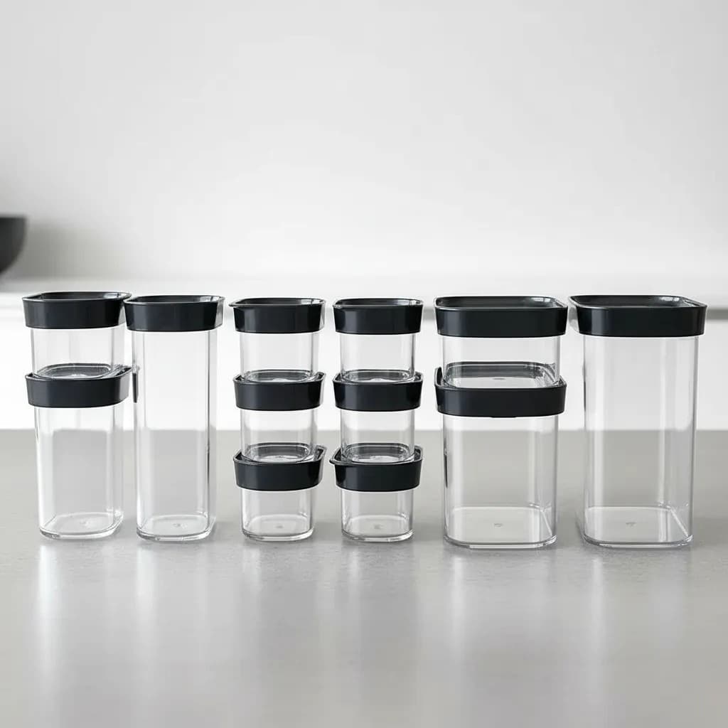 Kit 12 Potes Herméticos de Acrílico para Mantimentos e Condimentos