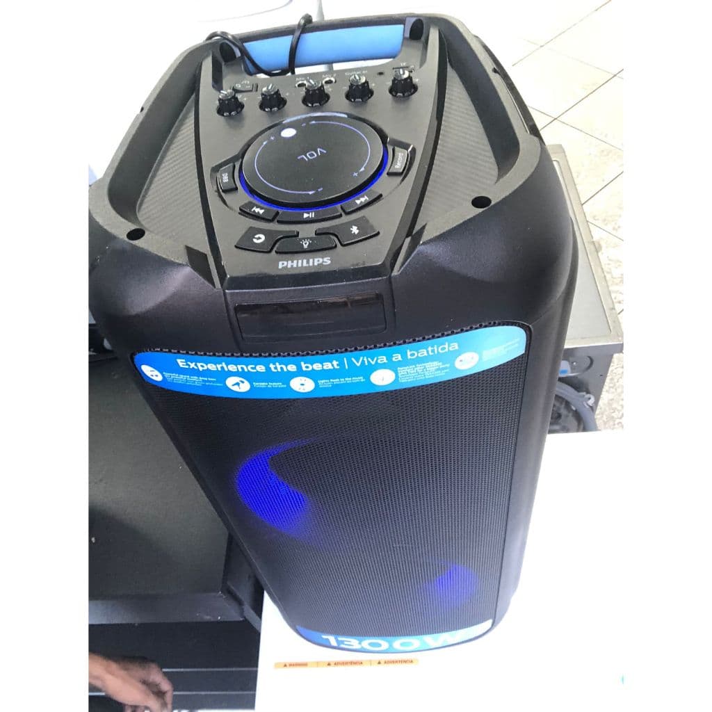 Caixa de som 1300 W RMS GRANDE 72 cm Potente portatil Rádio fm am Bluetooth Microfone Controle Leds (RGB) ecopower Hifi