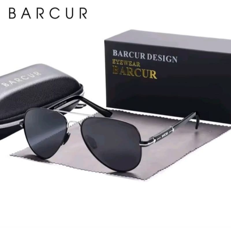 BARCUR-Óculos de sol polarizados Preto Estilo Aviador