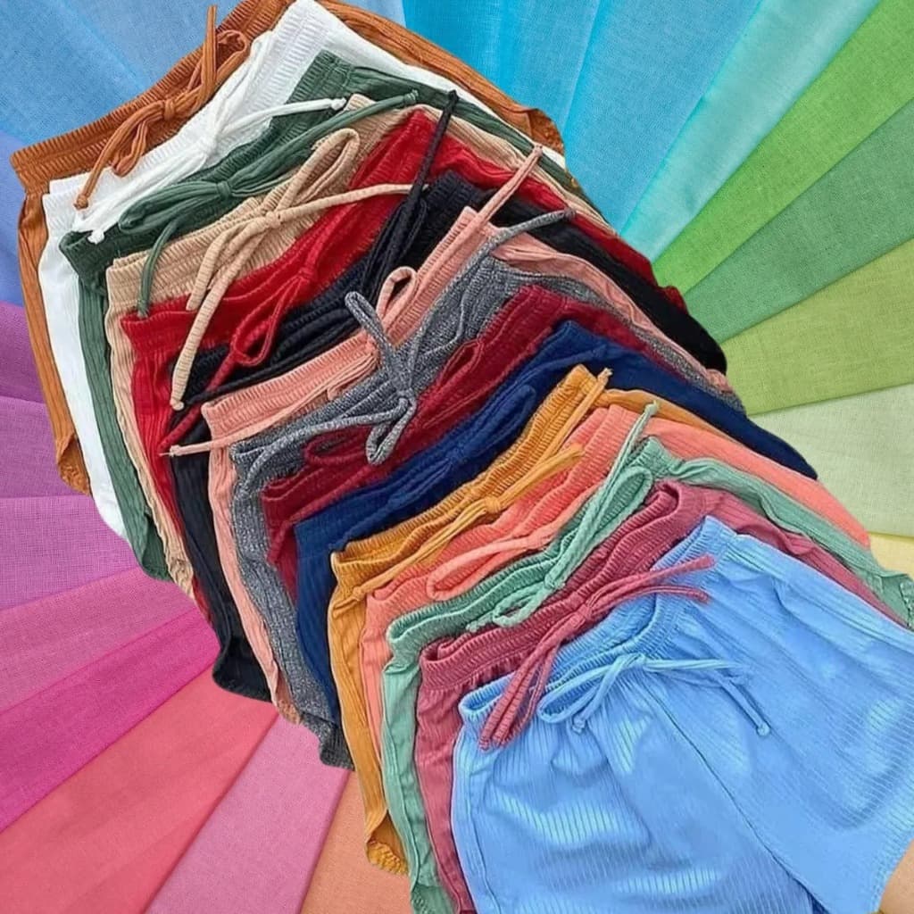 Kit Com 2 shorts Malha Canelada Tecido leve Academia Pijaminha Leve