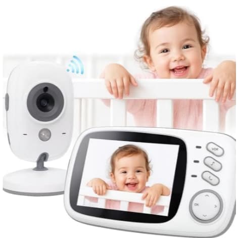 Babá Eletrônica com Câmera e Tela LCD 3.2 Visão Noturna Áudio Bidirecional Sensor de Temperatura
