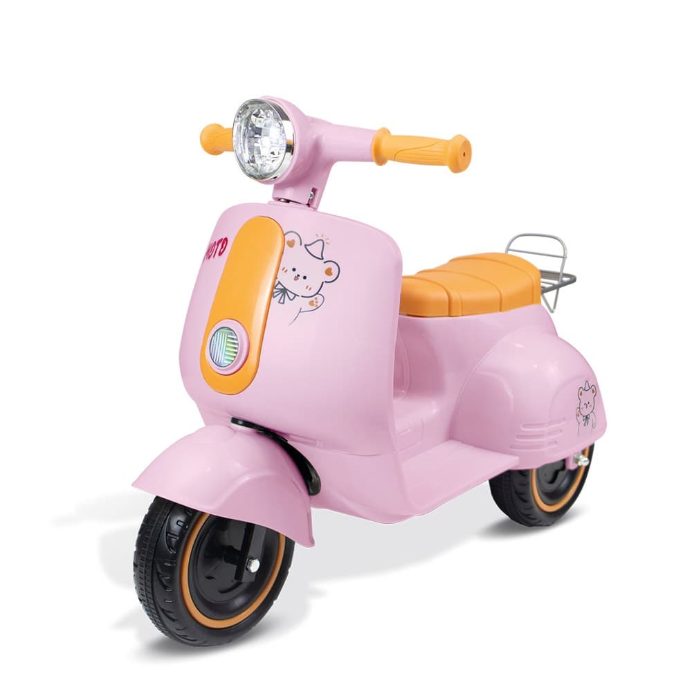 Triciclo Elétrico Infantil Avespa 6V Pimpi Rosa Motoneta com Som de Motor Músicas e Luz