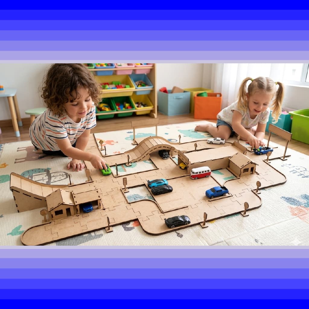 Pista para carrinhos (009) (Quebra cabeça) (Lego) (Hot Wheels) (TriniToy)