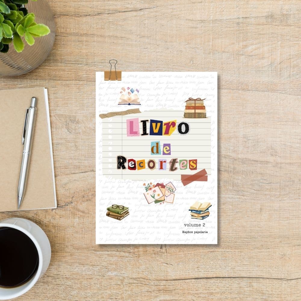 Livro de Recortes Tema Livros com +200 Desenhos para Planner, Scrapbook e Bullet Journal – Tamanho A5 14,8x21 cm