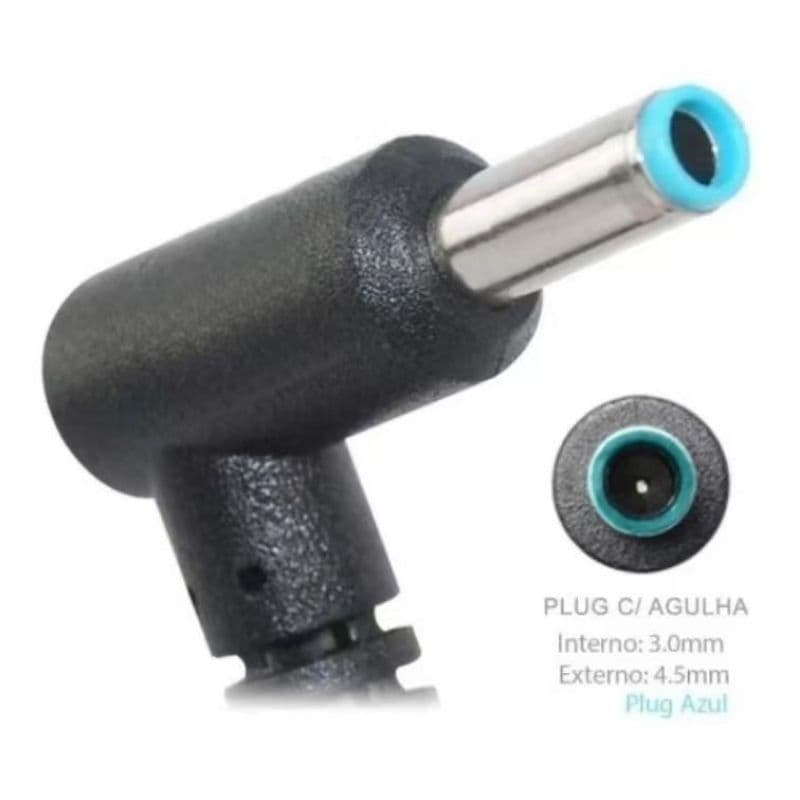 Fonte Carregador Pavilion, HP AZUL  19.5v 3.33a 65W 4.5x3.0mm Bivolt