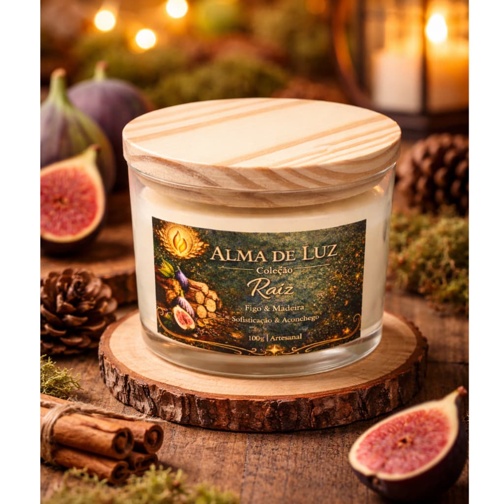 Vela Aromática Premium Perfumada Figo E Madeira 100g