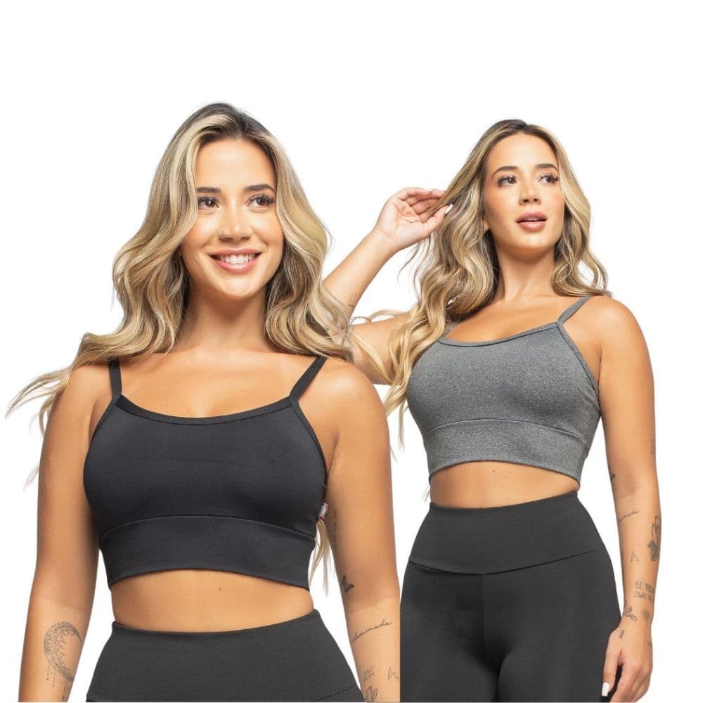KIT 2 Topper de Academia Fitness Feminino Sem Bojo Esportivo Musculação Alcinha Esportes Reforçado