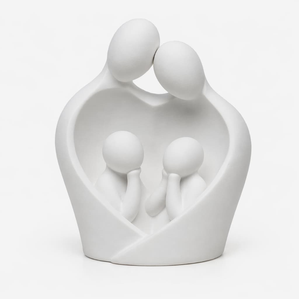 Escultura Família com Crianças Minimalista Decoração Moderna Sala Presente Luxo