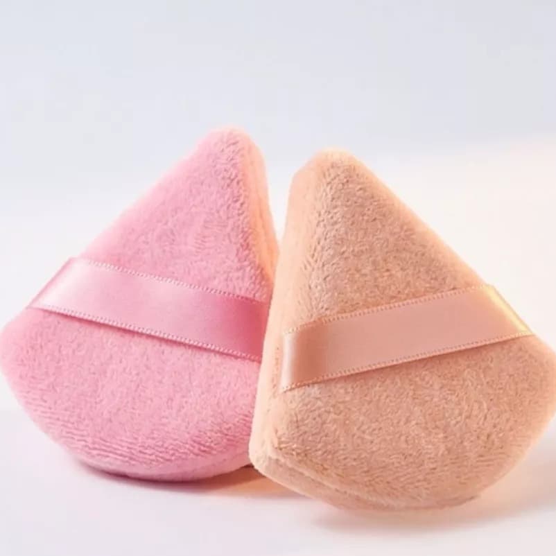 Esponja Puff Triangular com Toque Aveludado para Aplicação de Pó