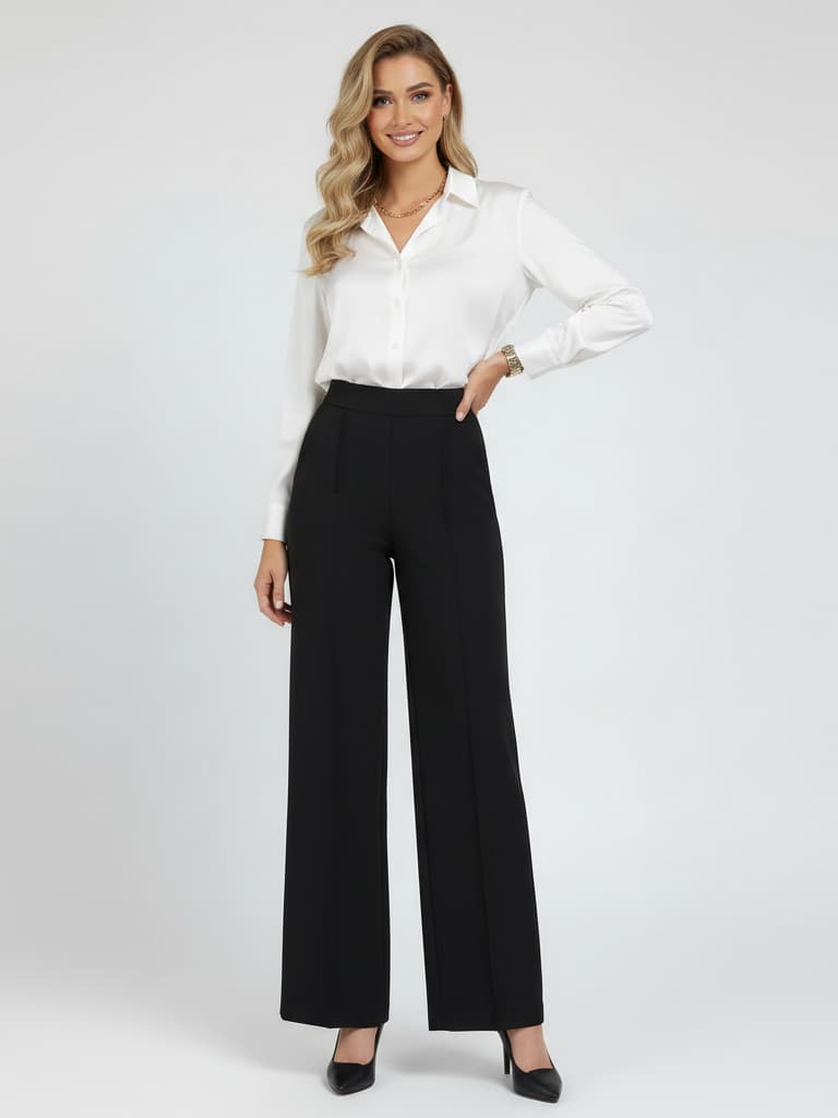 Calça Social Feminina Alfaiataria Pantalona