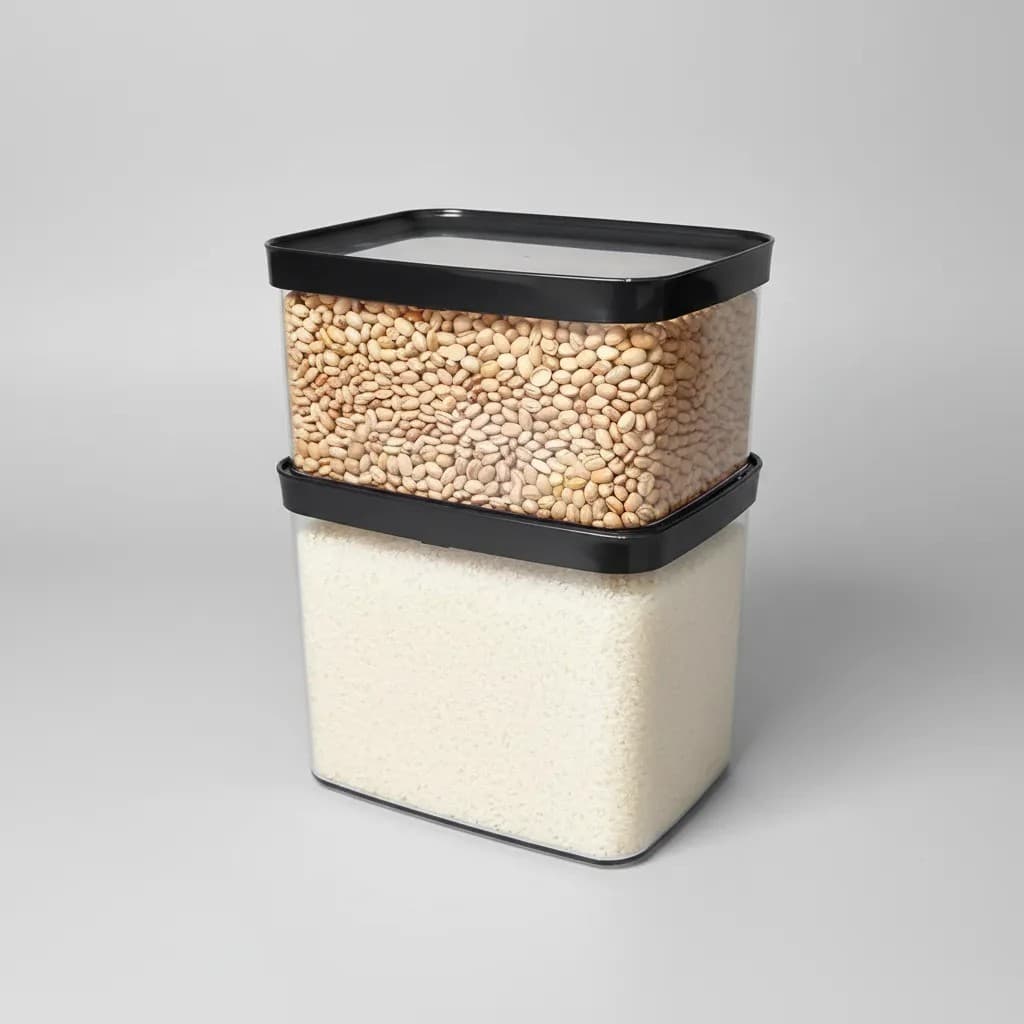 2 Potes Herméticos Empilháveis para Arroz e Feijão 4L e 2,5L - Helsim