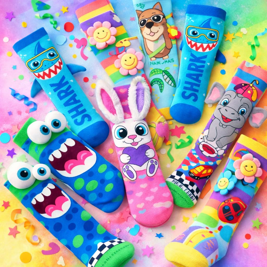 Meia Infantil 3d Divertida Maluca Menino Menina Personagens Festa MeiaAlgodão Divertida