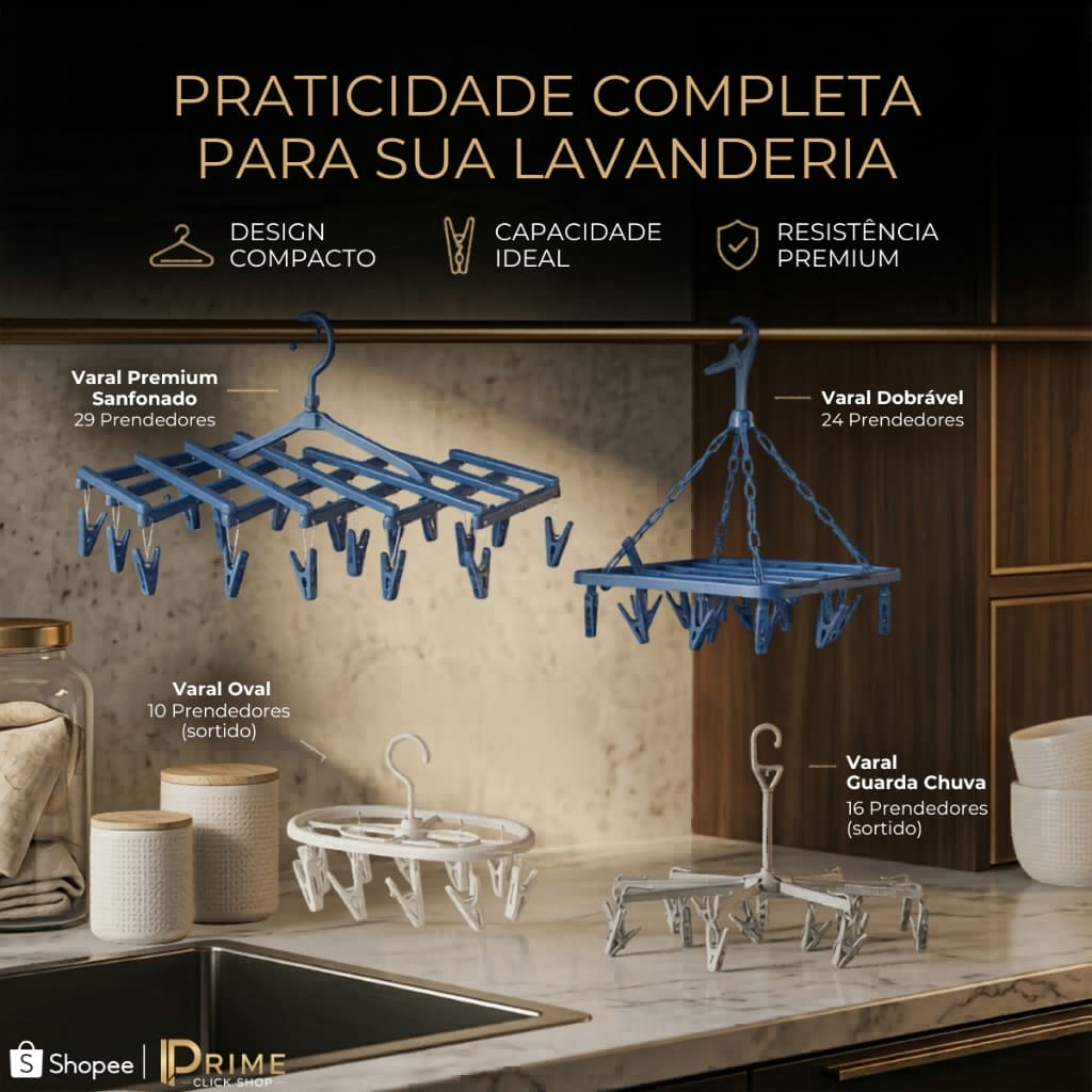 Varal Multiuso Pendurar Meias Roupas Íntimas Com Prendedores Retrátil Sanfonado Sortido 10 16 24 29