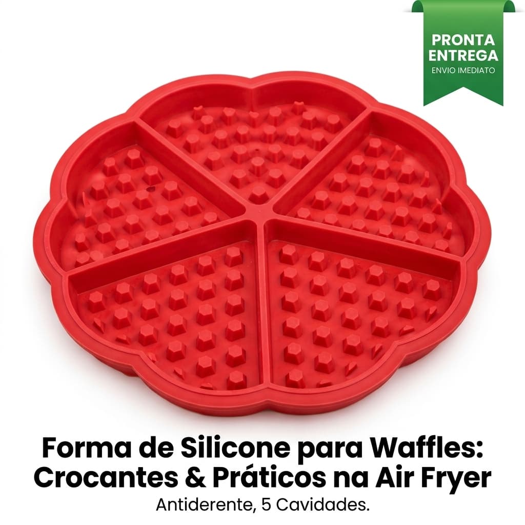 Forma De Silicone Para Waffle Air Fryer Forno Microondas Antiaderente Coração 5 Divisões