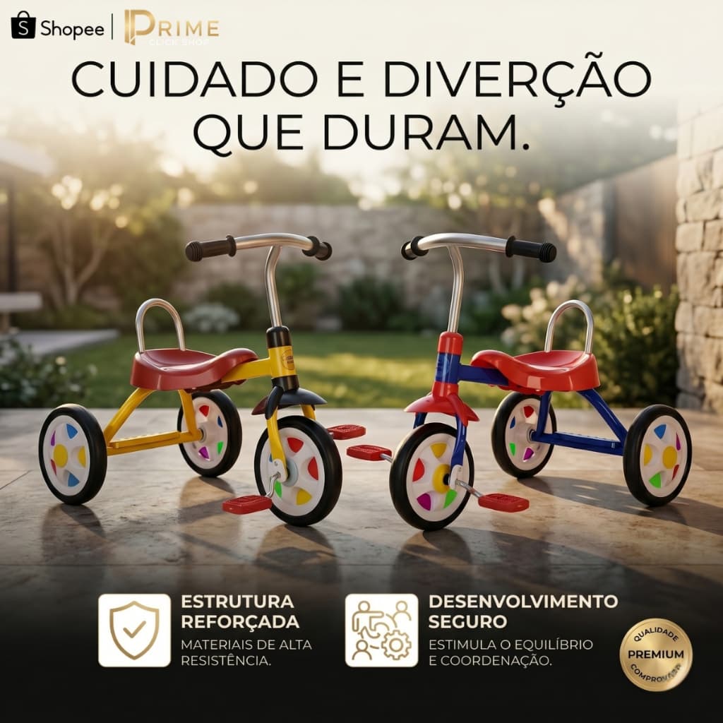 Triciclo Infantil Com Pedal Motoca Menino Menina Velotrol Resistente Seguro Inmetro 🚲