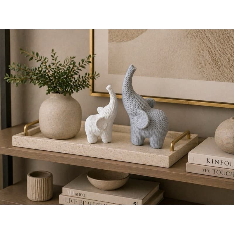 Elefante Decorativo 3D Textura Crochê Enfeite para Sala Estante Decoração Luxo
