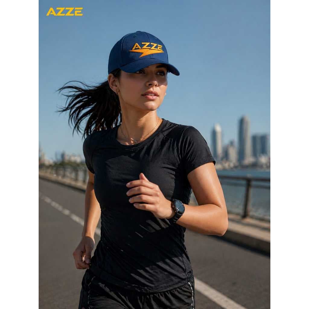 Boné AZZE Original Masculino Feminino Aba Curva Bordado Ajustável Promoção Cor Azul