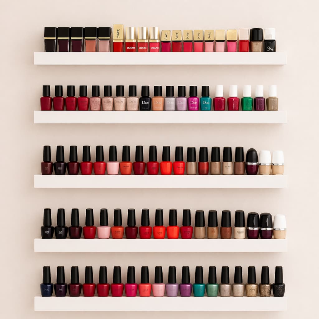 Kit Prateleira Esmalte Organizadora Expositor Branca Suporte Parede Salão Beleza Manicure