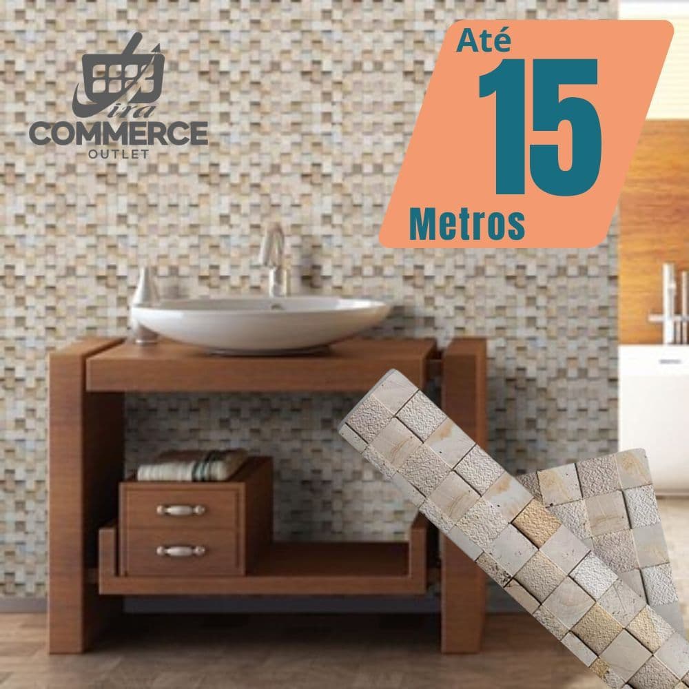 Papel de Parede PREMIUM Rolo 5 Metros Autoadesivo Pastilha Cozinha, Banheiro 5m x 45cm