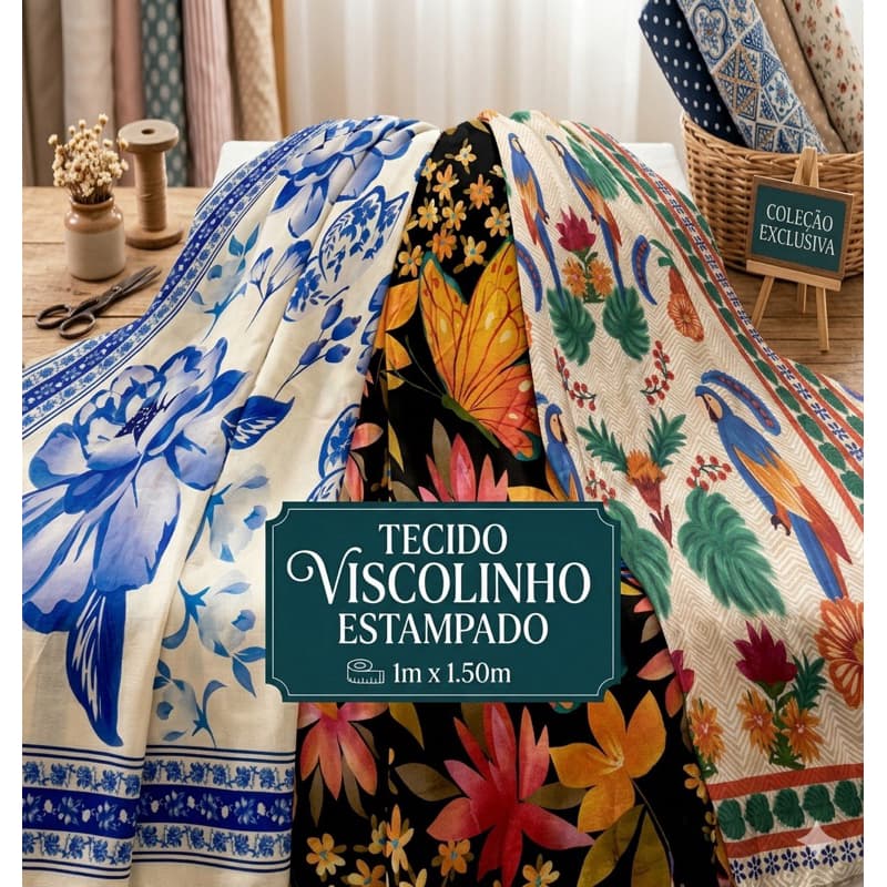 Tecido Viscolinho Estampado 100% Viscose Para Vestidos e Blusas Leves 1,50m largura