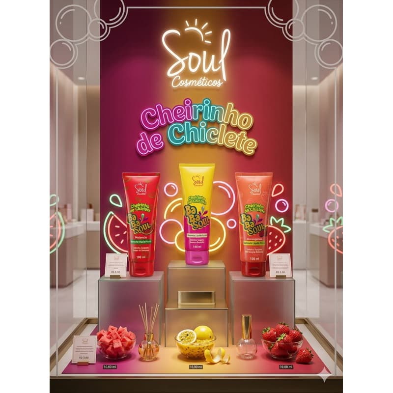 Sabonete Líquido Facial Babasoul Cheirinho de Chiclete Soul Cosméticos 100ml